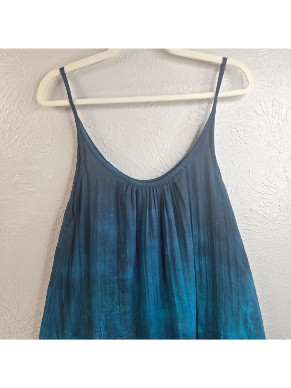 Natural Life Cotton Gauze Mini Tent Dress Blue Sleeveless Coastal Beach Vacation - Picture 5 of 10